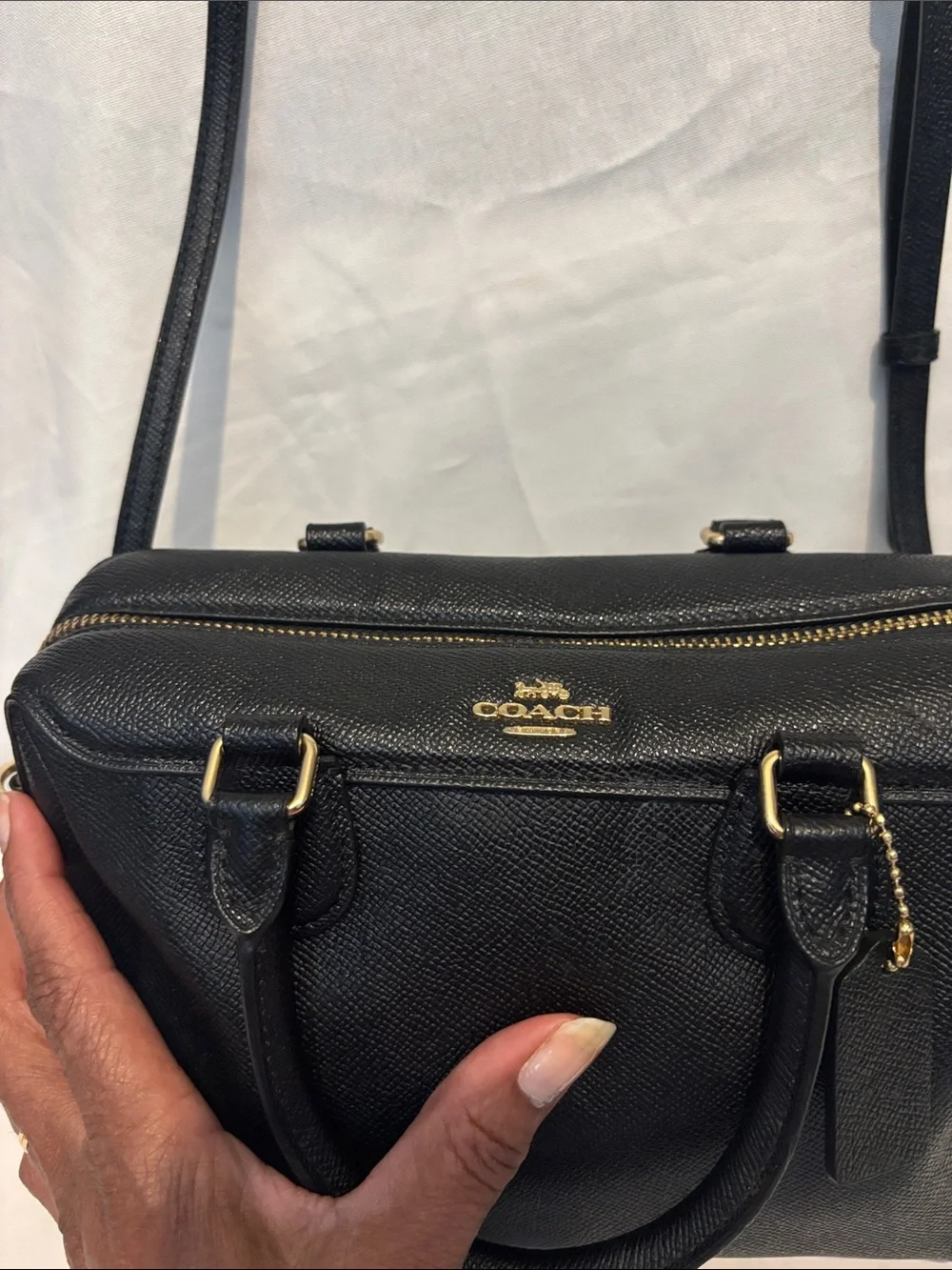 Coach Black mini  bag  Leather Dome Satchel with Gold Hardware